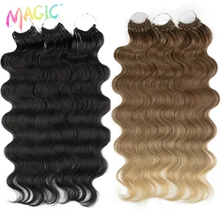 Magic Synthetic Hair Extensions 24inches 3PCS Body Wave Hair Bundles Ombre Blonde Color Tresses Fake Hair Accessories Cosplay