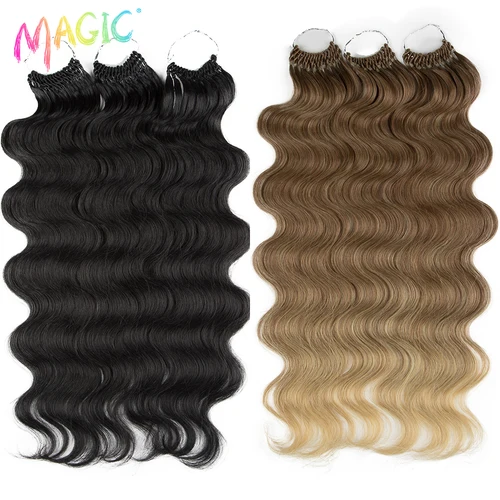 Extensiones de Cabello sintético mágico, mechones de pelo ondulado de 24 pulgadas, 3 piezas, Color rubio degradado, accesorios de cabello falso para Cosplay