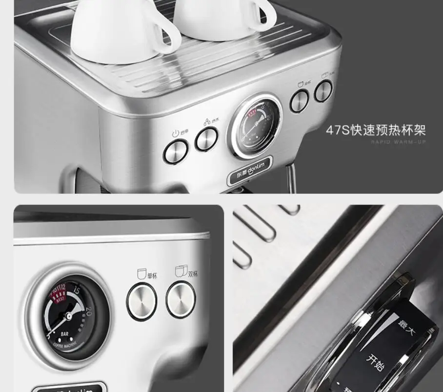 Dongling DL-KF5700 Diy บ้านกาแฟเครื่องใช้ในครัวเรือนพาณิชย์อัตโนมัติเต็มรูปแบบอิตาเลี่ยน Cafe Maker Steamer นมโฟมสแตนเลส