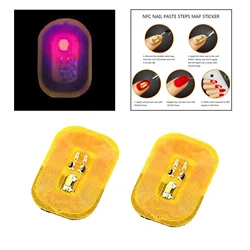 2Pcs Shiny NFC Nail Art Tip Sticker Chip Glowing Nail Decal Manicure LED Light Flash Party Decor Nail Decals Nail Art Tool