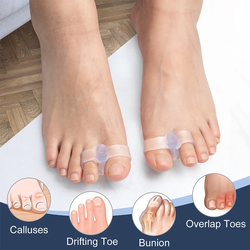 4 Soorten Dubbele Ring Teen Separator Voet Overlappende Orthopedische Bunion Duim Valgus Correctie Pads Siliconen Beschermhoes