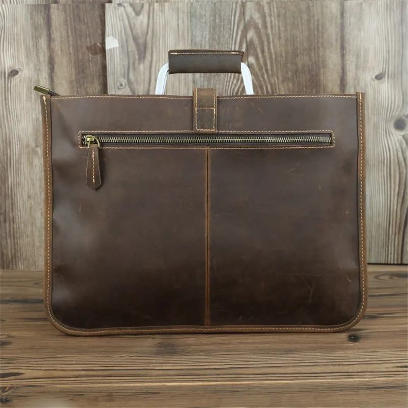 Nesitu High Quality Vintage Brown Black Genuine Leather A4 Office Men Briefcase Shoulder Messenger Bag Male Portfolio M1823