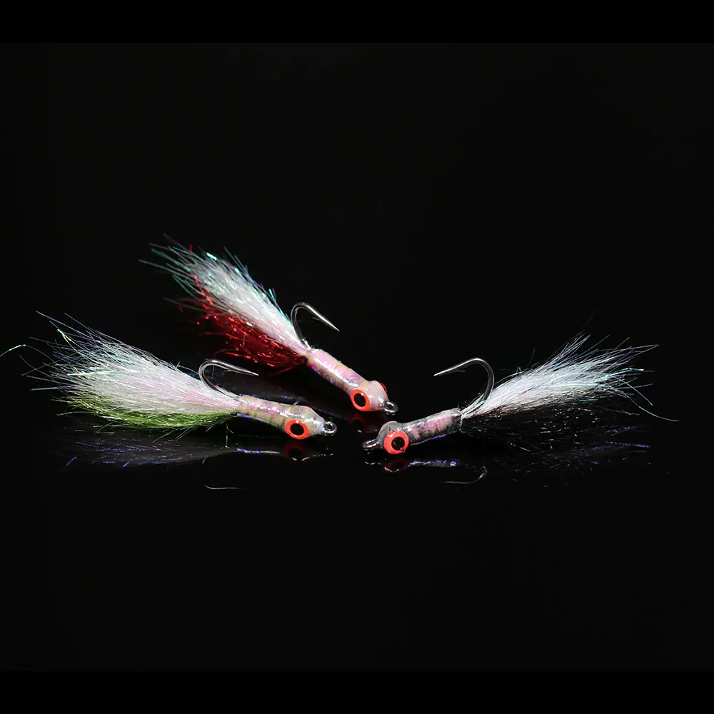 ICERIO 9PCS Ice Dub With 3D Fish Eyes Epoxy Minnow Streamer Fly For Tout/Bass/Pike FshingBaits Saltwater Freshwater Fishing Lure