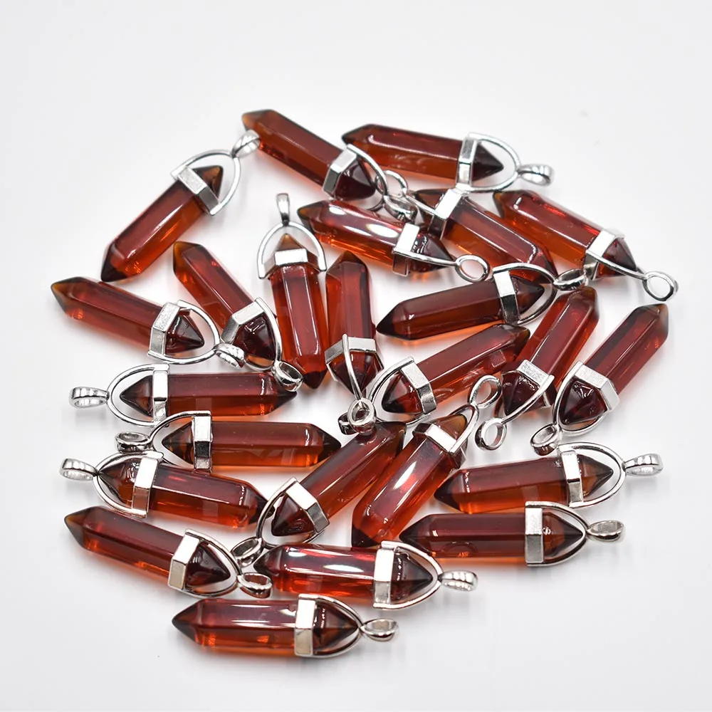 Modische Glas-Mischkristall-Säulenanhänger & Halsketten zur Schmuckherstellung, Charm-Pendel-Accessoire, 24 Stück/Los, Großhandel, versandkostenfrei. – Detail 8