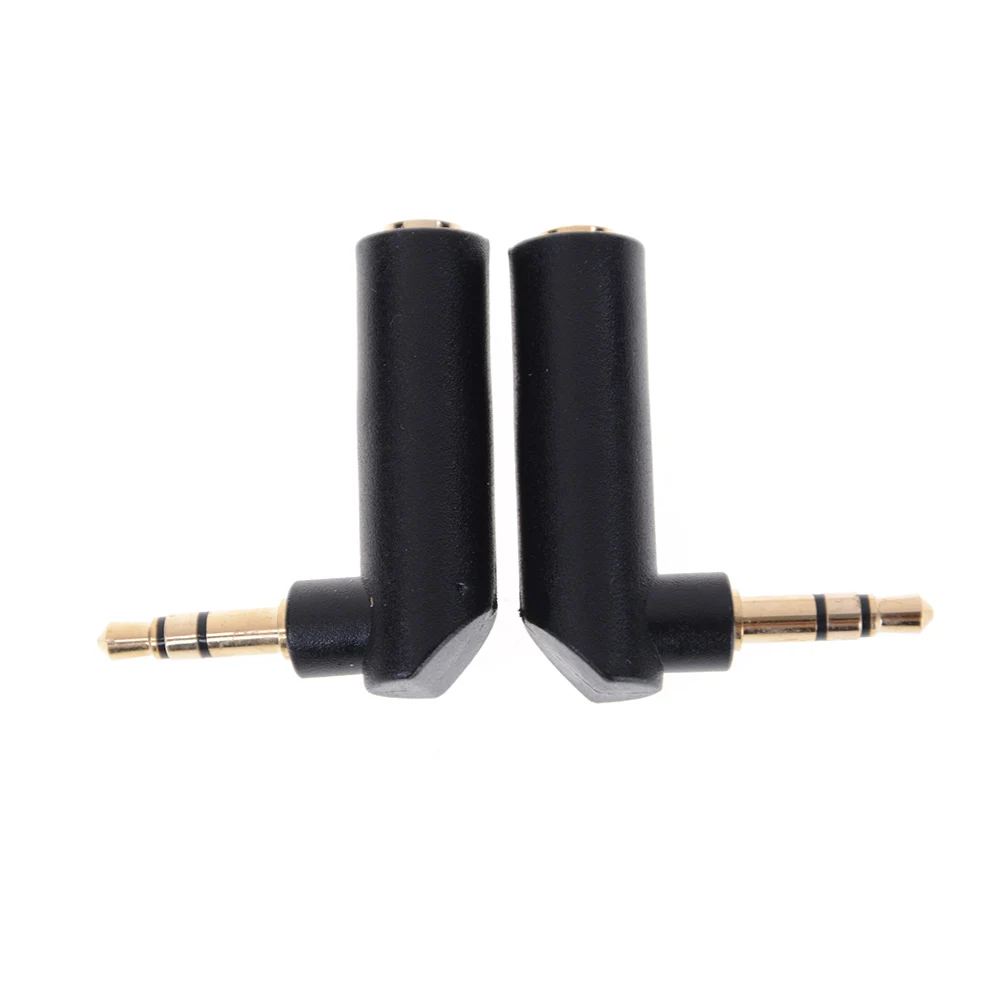 2pcs Gold-plated Connector 3.5 jack Right Angle Female to 3.5mm 3Pole Male Audio Stereo Plug L Shape Jack Adapter Connector