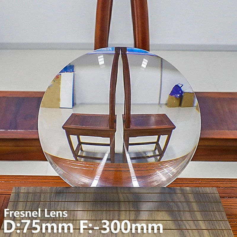 

Fresnel len D75mm F -300mm Reducing mirror Reduced imaging Large angle of view Negative focal length Customizable