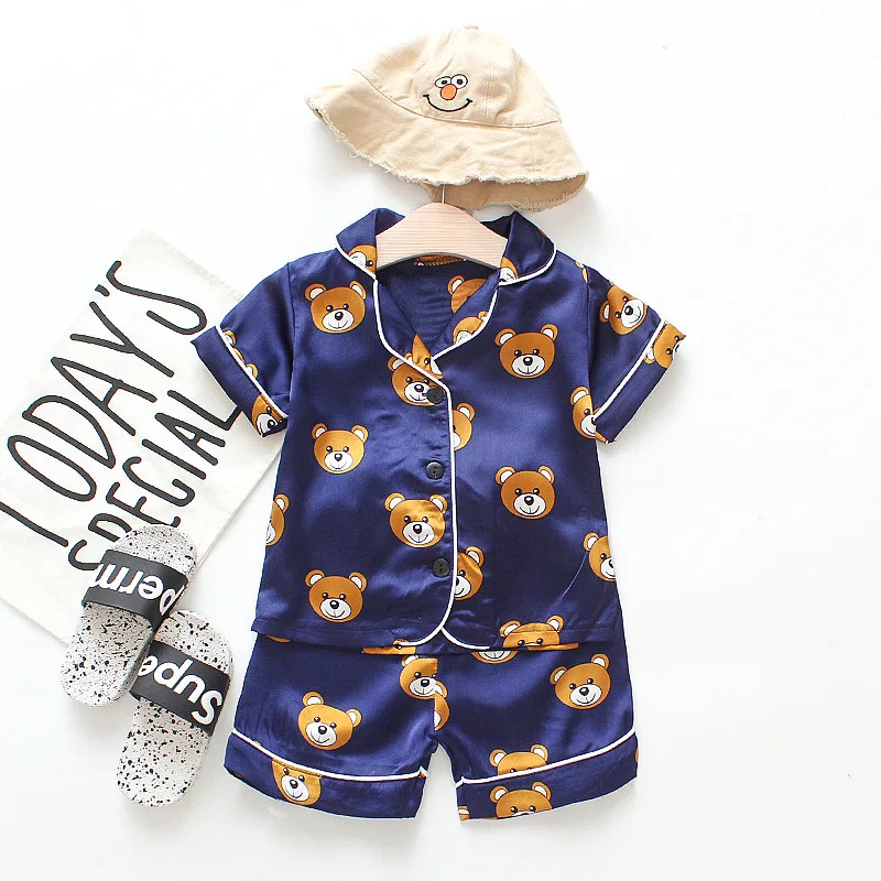 DIIMUU Baby Boys Sleepwear Baby Boy Summer Clothing Children Homewear Pajamas Girls Pajamas Kids Nightwear 1-4T Infants Clothes