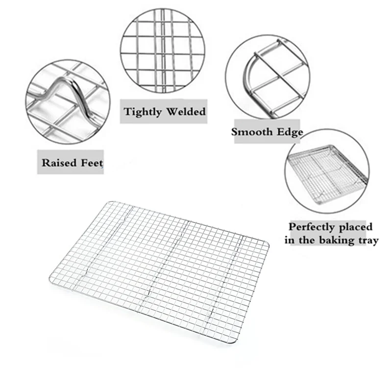 Stainless Steel Cooling Mesh Baking Rack Nonstick Biscuit Bread Cookie BBQ Holder Shelf Kitchen Pastry Accessories