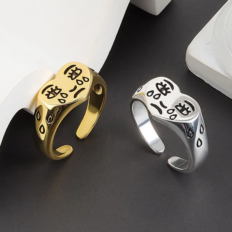 Vintage Weeping Lady Rings Punk Style Men and Women Fashion Open Couples Ring Korean Version Popular Jewelry Gifts