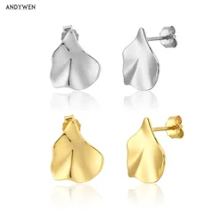 ANDYWEN 925 Sterling Silver Geometric Irregular Stud Earring 2020 Piercing Rock Punk Fashion Jewelry European Jewels Fashion