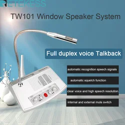 Retekess TW101 3W 2 Way Window Intercom System Interphone Bank Speaker for Restaurant Office Pharmacy Station Hall Clinic Shop