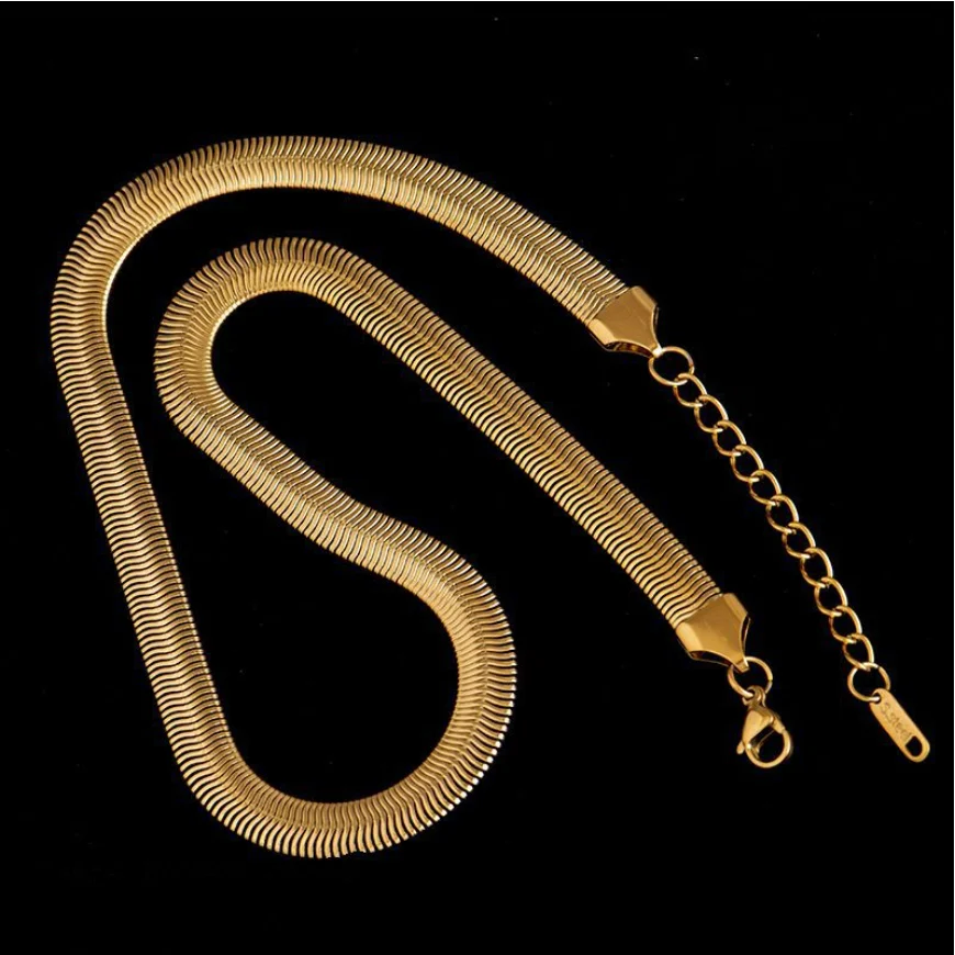 316L Stainless Steel New Fashion Fine Jewelry Minimalism Width 8mm Charm Snake Chain Choker Necklaces Pendants For Women Men