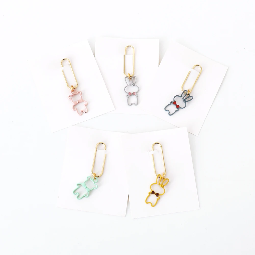 TUTU 5pcs/lot original creative suquin candy office school metal index bear rabbit paper clips stationery supplie H0370