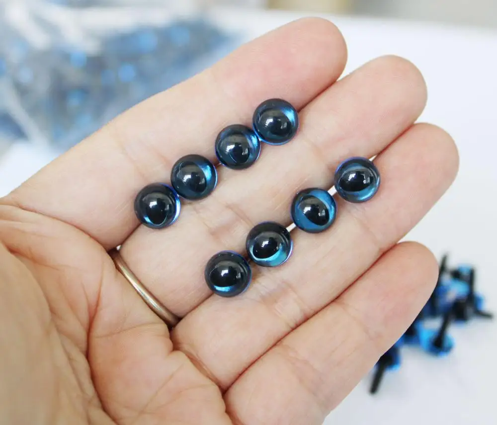 

20pcs/lot 9mm blue color toy cat eyes smooth stem for wool feltplush doll findings