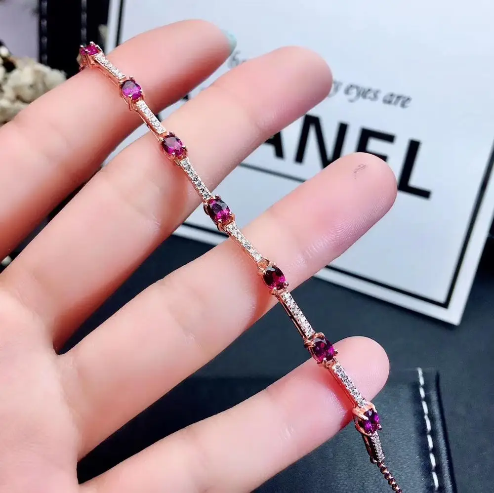 KJJEAXCMY Boutique Jewelry 925 Sterling Silver Inlaid Natural Garnet Ladies Luxury Popular Hand Bracelet Support Detection