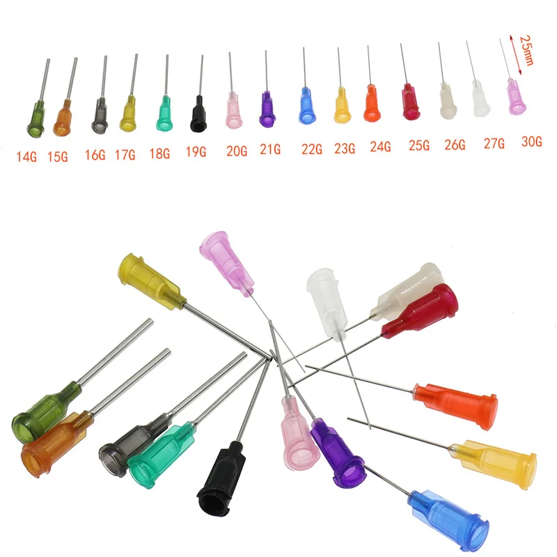 50pcs 0.5 Inch 14G -30G screw Precision Tips Liquid Dispenser Syringe Blunt Needle Stainless Steel Tube  Glue Dispens