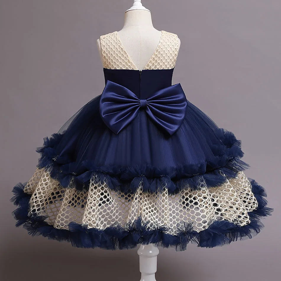 Party Gown For Wedding Kids Clothing Fomal Princess Dresses Bow Cake Layers Birthday Costume Ball Gown Dresses 4 6 8 10 Yrs