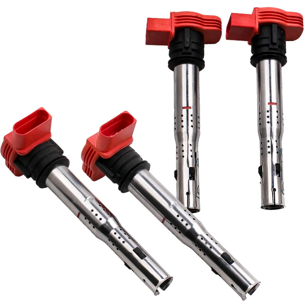 4PCS Spark Ignition Coil Pack For Audi R8 2007-2013 4.2 V8 FSI 5.2 V10 FSI Direct Replacement  For Audi A3 2006-2014 2.0T