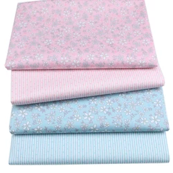 Syunss Roze Blauw Bloemen Strip Print Katoen Stof voor Diy Patchwork Quilten Wiegen De Doek Kussens Deken Naaien Tissus