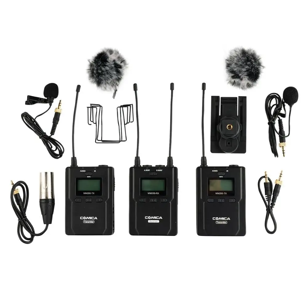 COMICA CVM-WM200A UHF 96-Channels Metal Wireless Microphone with Dual-transmitters and One Receiver, 120m Smooth Recording