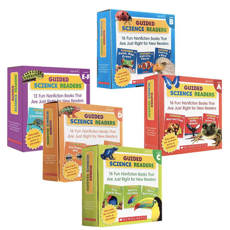 

5 Box/Set English Scholastic Guided Science Readers Acdef Let Students Children Book Baby Learn English Language Books For Kids