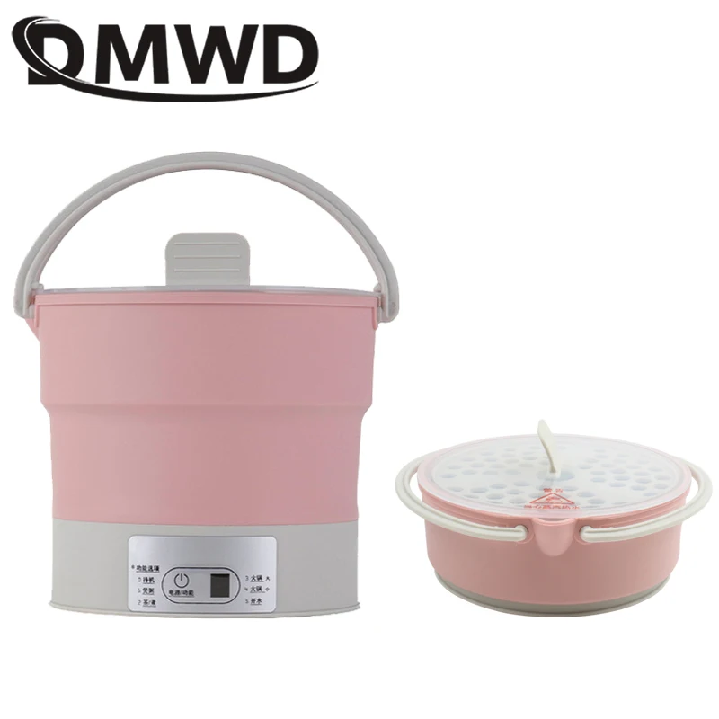 

DMWD Folding Silicone Electric Kettle Travel Water Heating Boiler Noodles Soup Pot Food Cooker Hotpot Cooking Skillet 110V 220V