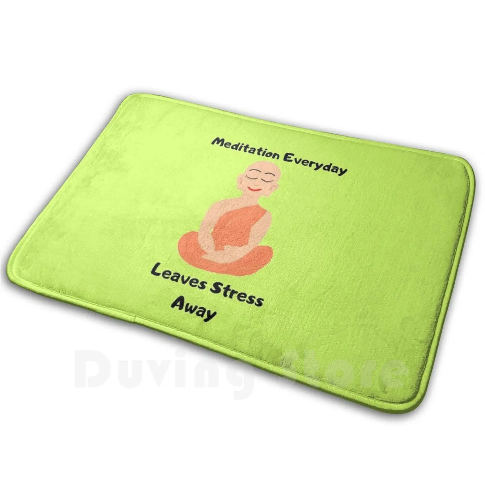 Meditation A Day Keeps Stress Away Mat Rug Carpet Anti-Slip Floor Mats Bedroom Lord Buddha Face Colorful Joyful Motivating