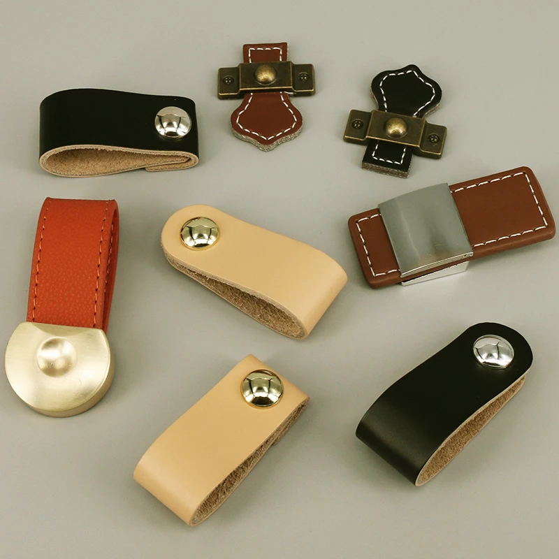 1PC Modern Soft Leather Cabinet Handles Cupboard Door Knobs Dresser Drawer Pulls Furniture Handle Box Case Knobs