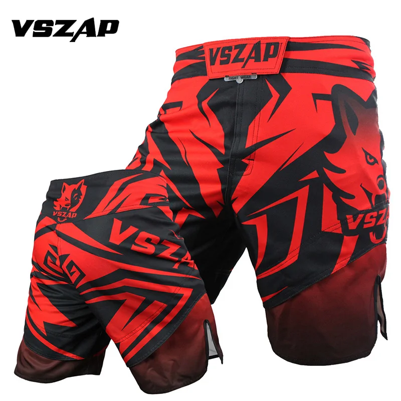 VSZAP Muay Thai Clothing Red Short Mma Sports Shorts Training Boxer Shorts Sanda Breathable Cotton Loose Boxing Boxe