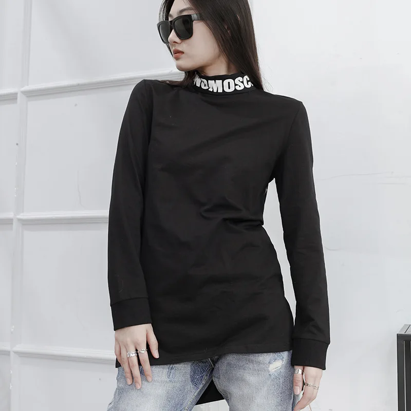 

Ladies Long Sleeve T-Shirt Spring And Autumn New Style Yamamoto Slim High Collar Fashion Front Short Back Long Size Jacket