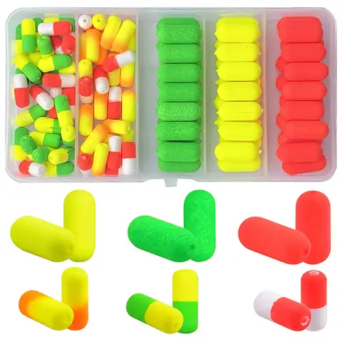 105Pcs/box Cylinder Foam Fishing Float Bobber Strike indicator fly fishing Floating fishing light Buoys Floats for Fishing
