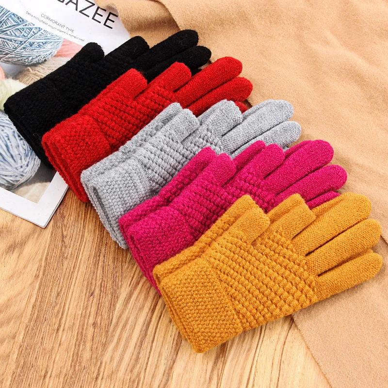 Unisex Cashmere Half-finger Cycling Mittens Women Winter Warm Thick Knit Wool Fingerless Writing Touch Screen Driving Gloves H68