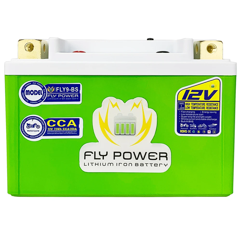 FLY9-BS Motorcycle Start Battery 12.8V 6Ah  Lithium iron Phosphate Scooter LiFePO4 Batteries YTX9-BS,150x87x105mm