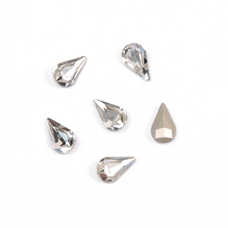 YANRUO 4300 All Sizes Crystal Clear Pear Shaped Sewn Stones Point Back Glass Strass Sew On Rhinestones For Jewelry Making