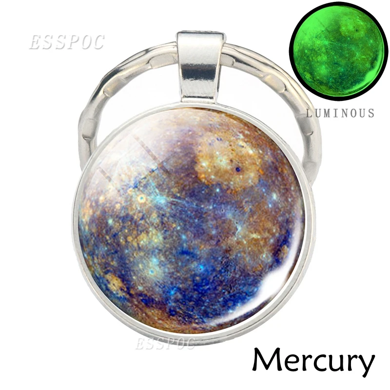 Luminous Keychain Solar System Planet Keyring Galaxy Nebula Moon Earth Sun Jupiter Glass Cabochon Key Chain Glow In The Dark