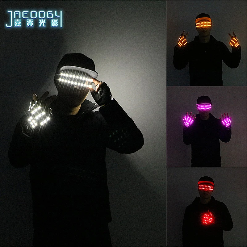 LED Flashing Gloves and Glasses, Suitable for Music, DJ, Bar Parties, Fluorescent Shows, Stage Props