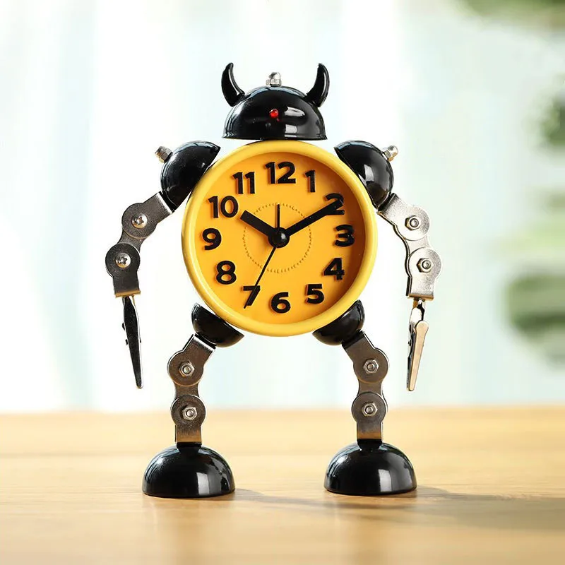 Mute Student Children Clock Boy Personality Metal Fashion Student Gift Robot Bedroom Creative Alarm Clock