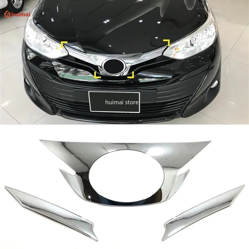 

For Toyota Vios Yaris Sedan 2019 2020 Car Styling Accessories ABS Chrome Front Hood Decoration Frame Cover Trim 3pcs
