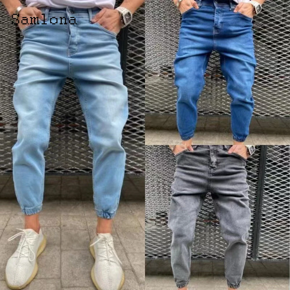 

Samlona Plus size Men Sexy Jeans Denim Pants Casual Skinny Pantalon Mens Demin Clothes 2022 European Style Fashion Demin Trouser