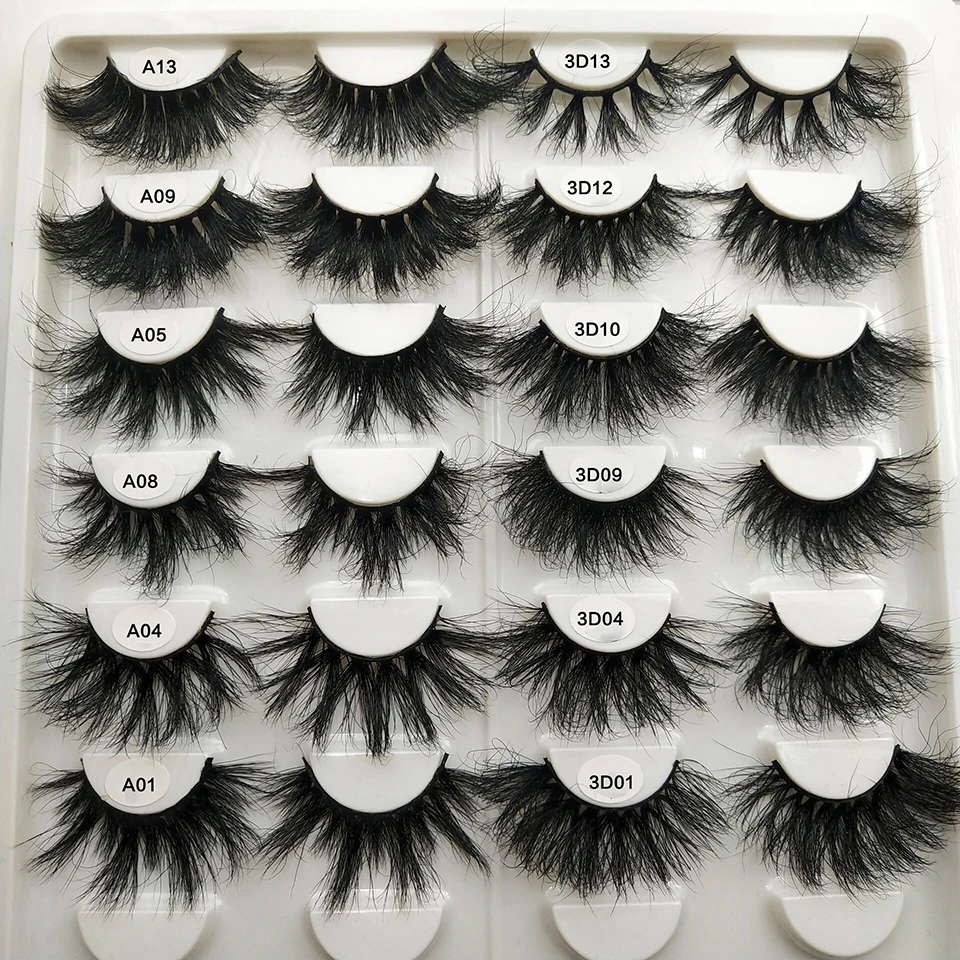 Mink Lashes 25mm Fluffy Messy 3d False Eyelashes Handmade Dramatic Long Natural Lashes 100% Mink Eyelashes Extension Makeup Tool