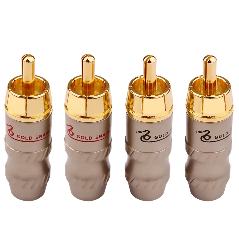 YYAUDIO-Cable de Audio para altavoz, conector macho de 4 piezas, serpiente, chapado en oro, de cobre, ajustable, con cerradura