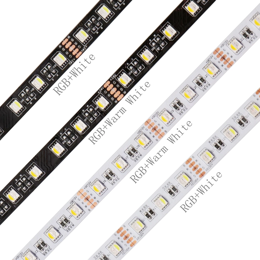 5 m/partia 5050 4 w 1 dioda LED RGBW taśma DC12V/24V elastyczna dioda LED RGB + biała/RGB + ciepła biała taśma LED 60 leds/m