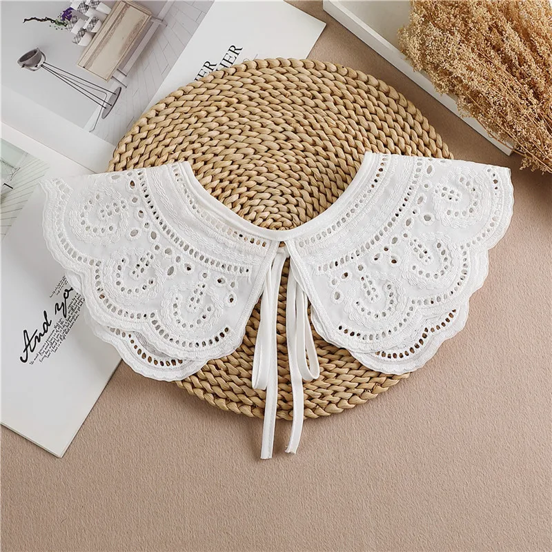 Multifunctional Sunscreen Detachable Doll Fake Collar Shawl Lapel Mesh Embroidery Floral Lace False Collar Clothes Accessory