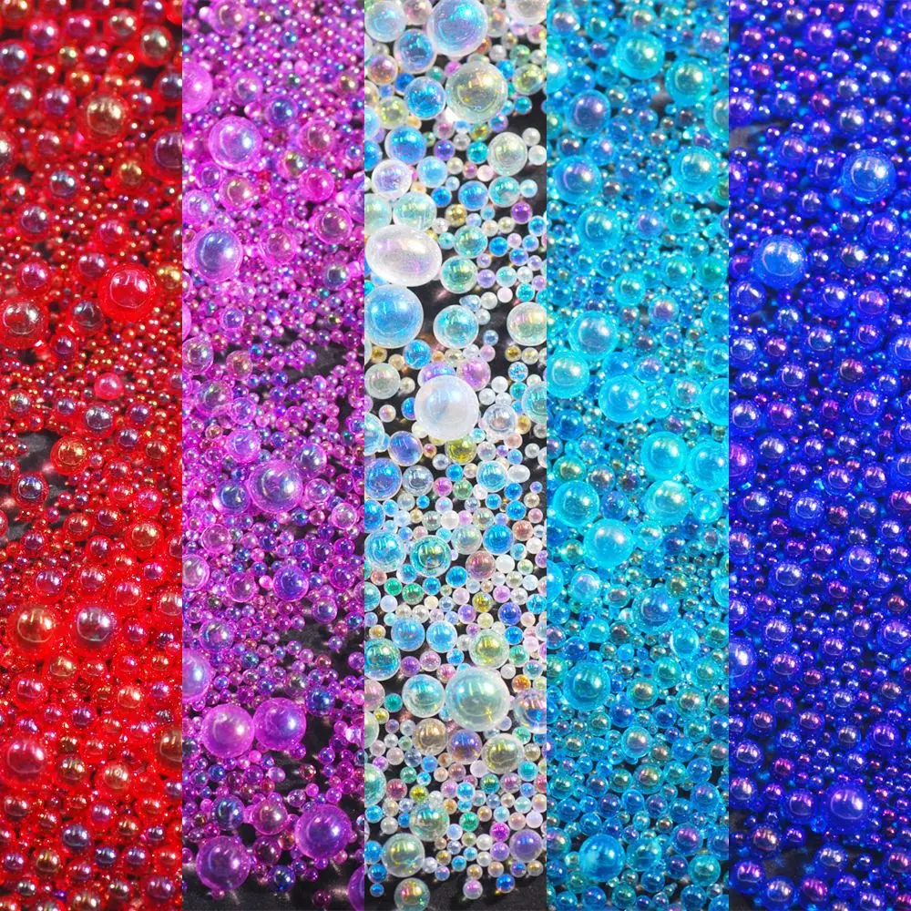 Boule de verre à bulles transparentes pour Nail Art, strass de 1 à 3mm, mixte, rond, couleur AB, perles Caviar, strass colorés, 20g AB