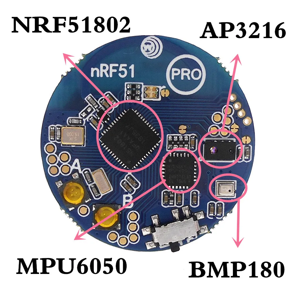 블루투스 4.0 온도 센서 모듈, 기압 센서 가속도계, 자이로 주변 조명, NRF51802, AP3216, MPU6050, BMP180
