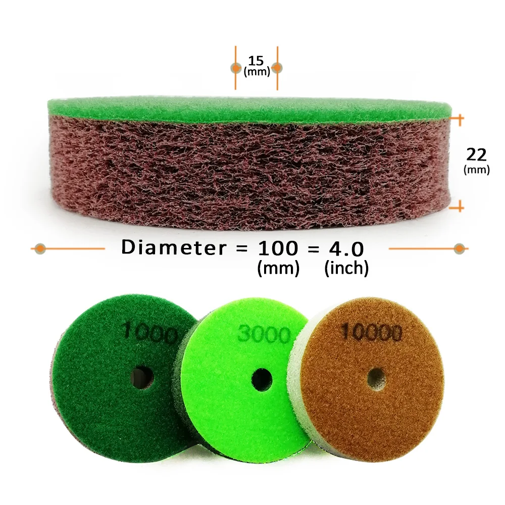 BGTEC Dia 100 millimetri/4 pollici Spugna Tamponi Per Lucidatura Del Diamante 6pcs o 3 set di Levigatura A Disco Per Soft pietra di Marmo di Pietra Artificiale
