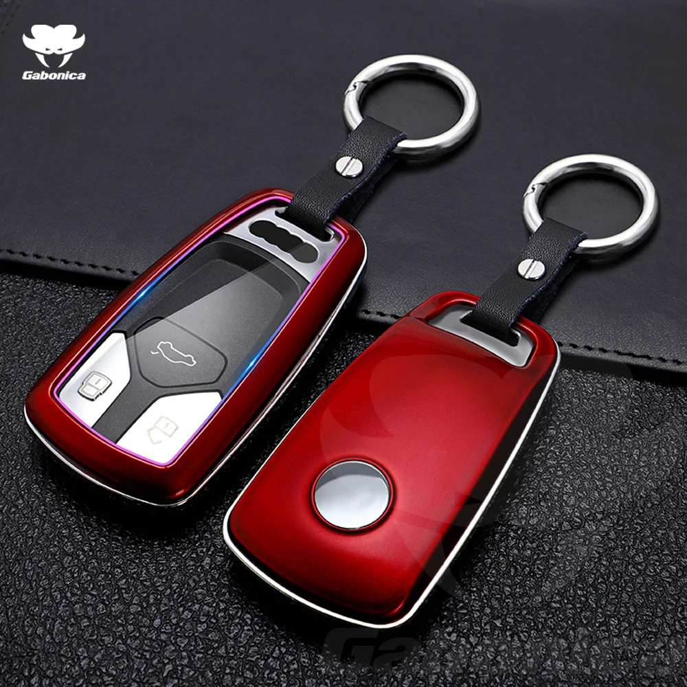 

Car Styling Carbon Fiber Cover Case For Audi A4 New A4L A5 A6L QT S5 S7 Q7 TTS Auto Protection Key Shell Accessories Keychain