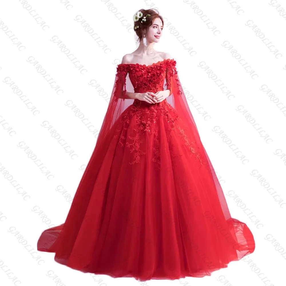 2021 Off the Shoulder Quinceanera suknie suknia balowa na 15 lat 3D kwiaty koronkowe aplikacje długa panna młoda Prom Pary suknie