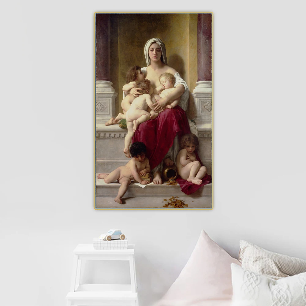 

Citon William Adolphe Bouguereau《Charity》Canvas Art Oil Painting Artwork Poster Picture Wall Decor Home interior Decoration