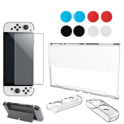 10in1 NS OLED Accessories Kit Hard PC Cover Case Joypad Housing Shell Screen Protector With Analog Cap For Nintendo Switch OLED